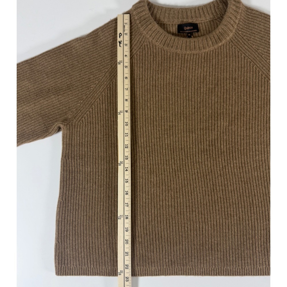 Quince Cashmere Fisherman Sweater XL NWT Teak Brown Ribbed Mongolian Crewneck - Picture 8 of 11